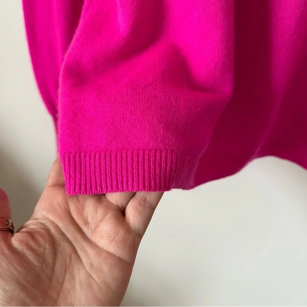 Lilly Pulitzer Jasmina Pink Cashmere V-Neck Sweater Size Large